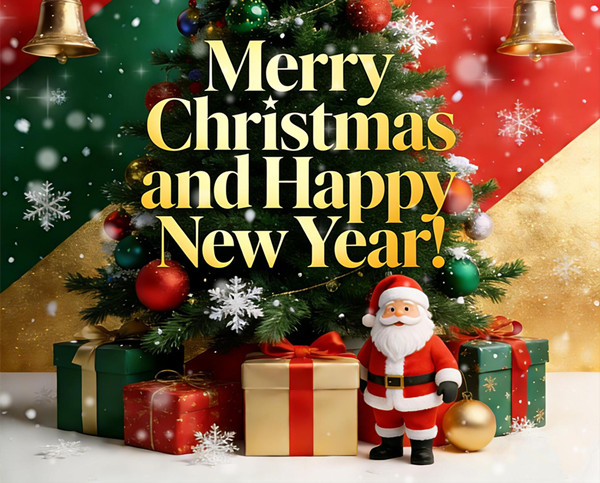 تحيات العيد: عيد ميلاد سعيد وسنة جديدة سعيدة!